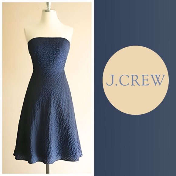Vintage J. Crew Strapless Embossed Fit & Flare Cocktail Dress (size 4) - Picture 1 of 11